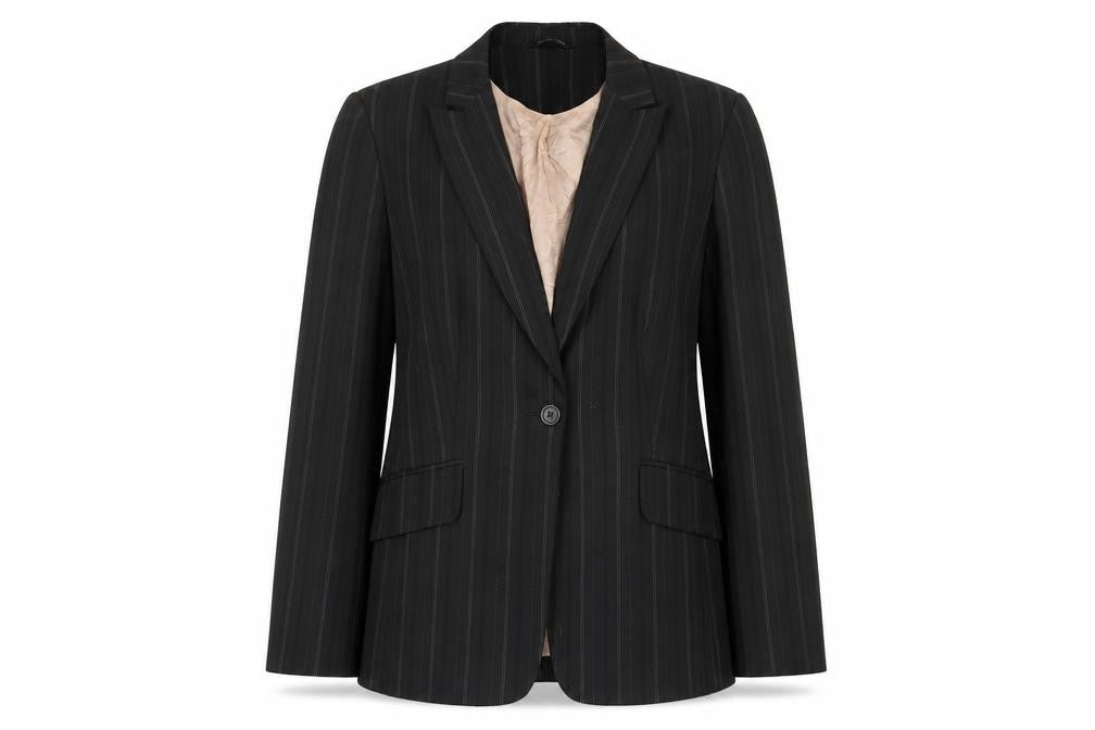 Dunnes Stores Womens Black Striped Polyester Jacket Blazer Size 14