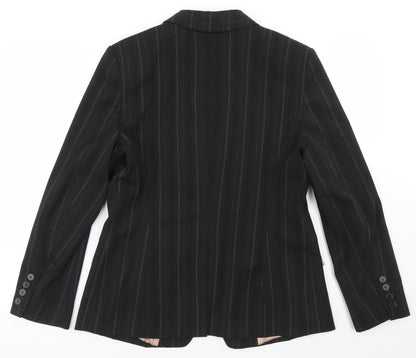 Dunnes Womens Black Striped Polyester Jacket Blazer Size 14