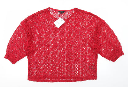 Preloved NEXT Womens Red Round Neck  Polyester Pullover Jumper Size 16 - Front