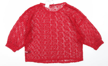 Preloved NEXT Womens Red Round Neck  Polyester Pullover Jumper Size 16 - Back