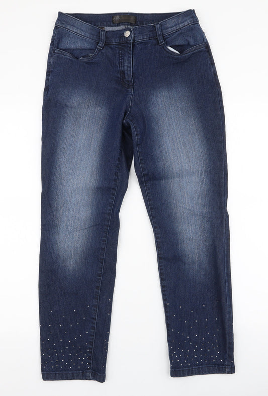 Preloved BPC Collection Womens Blue  Cotton Skinny Jeans Size 10 L26 in Regular Zip - Front