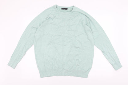 Dunnes Womens Blue Round Neck  Viscose Pullover Jumper Size XL