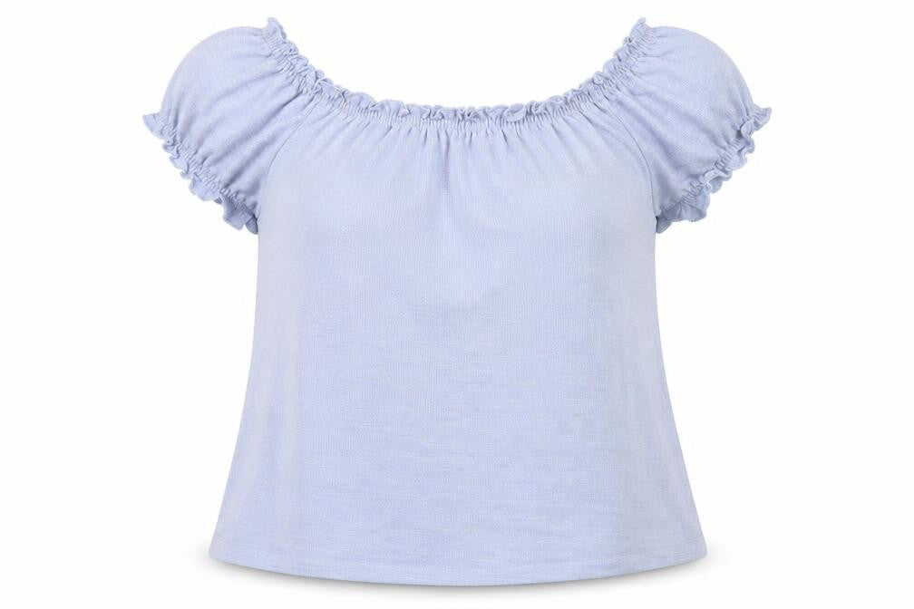 Matalan Womens Blue  Polyester Jersey Blouse Size 14 Off the Shoulder