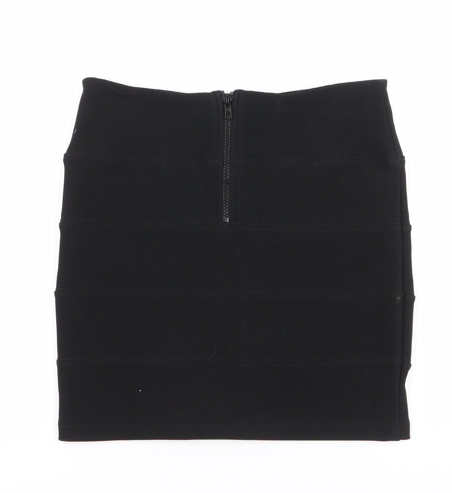Topshop Womens Black  Polyester Mini Skirt Size 10   Zip