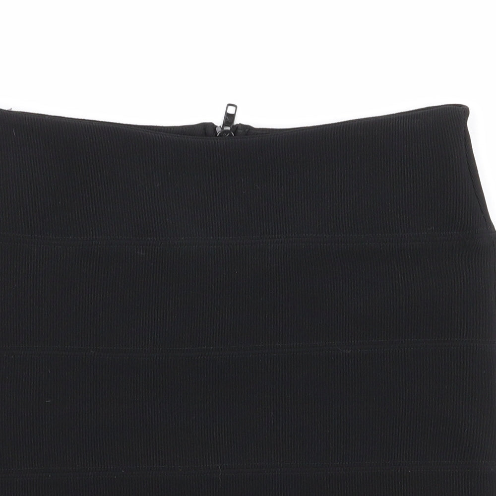 Topshop Womens Black  Polyester Mini Skirt Size 10   Zip