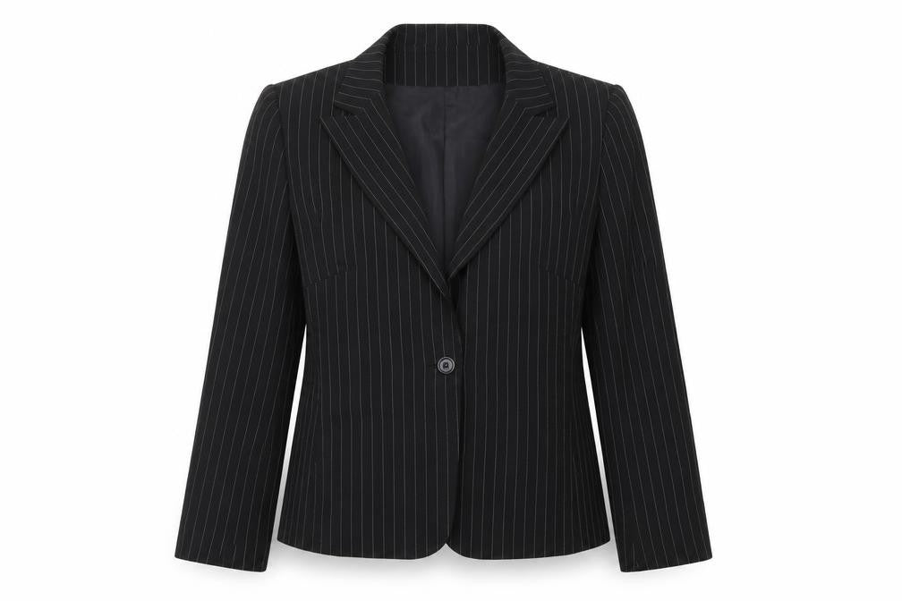 George Womens Black Striped  Jacket Blazer Size 14  Button
