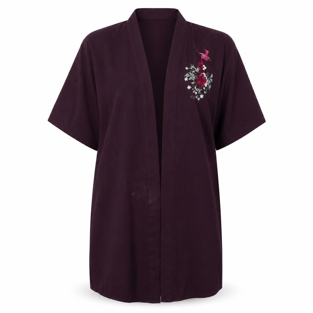 Secret Possesions Womens Purple Solid Polyester Kimono Robe Size S  Tie