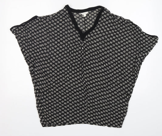Monsoon Womens Multicoloured Geometric Viscose Basic Blouse Size S V-Neck