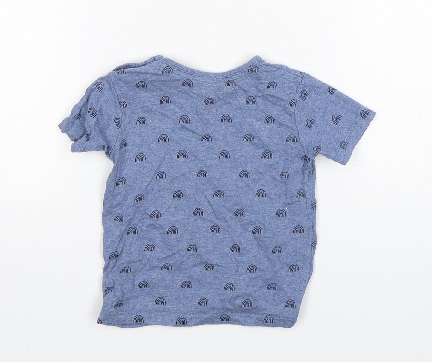 George Boys Blue Spotted Cotton Basic T-Shirt Size 9-12 Months Round Neck Pullover