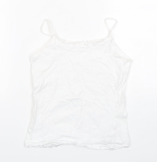 Primark Girls White  Cotton Camisole Tank Size 11-12 Years Round Neck Pullover