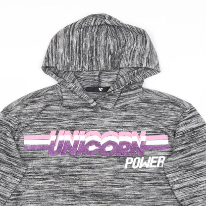 Very Girls Grey  Polyester Pullover Hoodie Size 12 Years