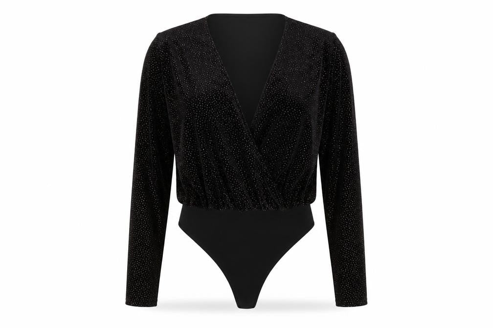 Missguided Womens Black  Polyester Bodysuit One-Piece Size 10  Snap
