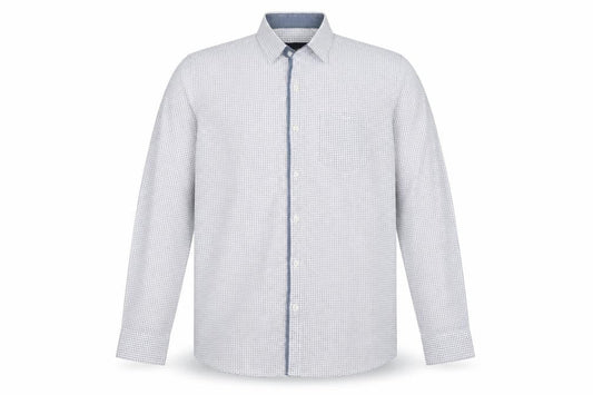 Retro Fire Mens White Geometric Polyester  Button-Up Size L Collared Button
