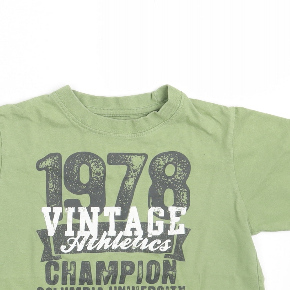 Matalan Boys Green  100% Cotton Basic T-Shirt Size 4-5 Years Round Neck  - Vintage Athletics