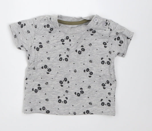 Matalan Boys Grey Geometric Cotton Basic T-Shirt Size 0-3 Months Crew Neck Pullover
