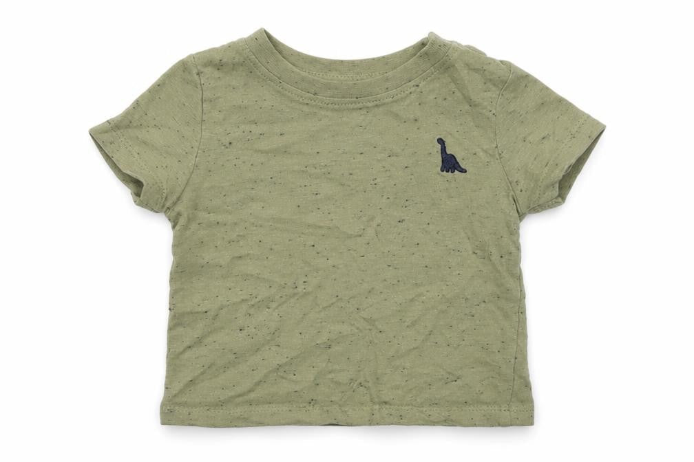 Peacocks Boys Green  Cotton Basic T-Shirt Size 0-3 Months Crew Neck Button
