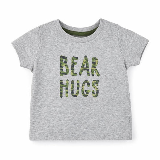 Peacocks Boys Grey  Cotton Basic T-Shirt Size 0-3 Months Crew Neck Pullover - Bear Hugs