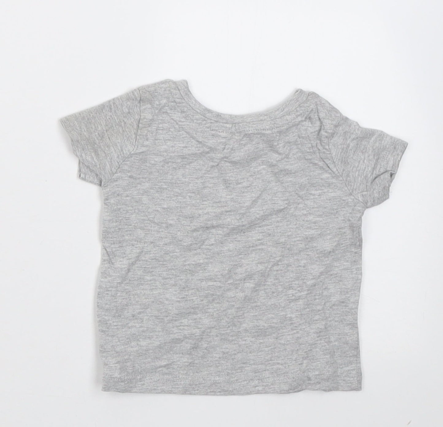 Peacocks Boys Grey  Cotton Basic T-Shirt Size 0-3 Months Crew Neck Pullover - Bear Hugs