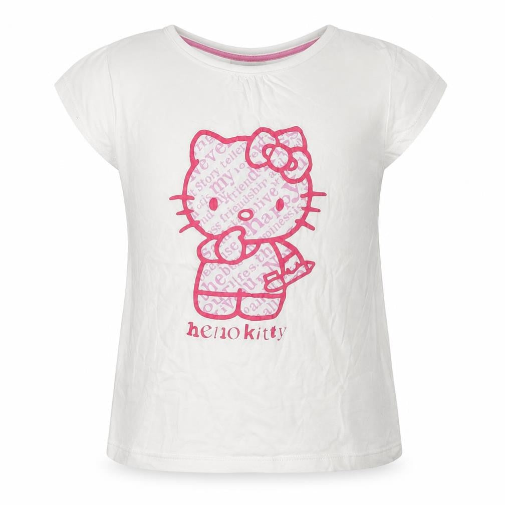 Sanrio Girls White  Cotton Basic T-Shirt Size 2-3 Years Crew Neck Pullover - Hello kitty