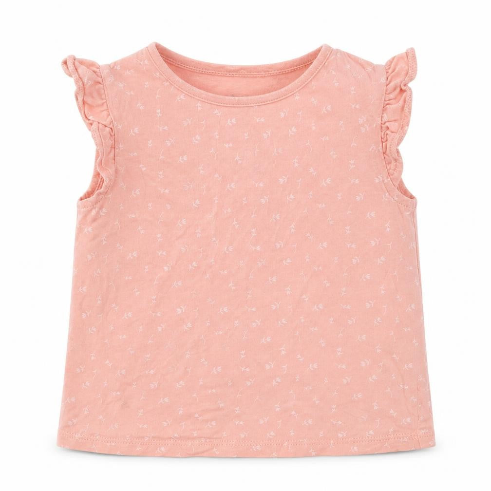 d&D Girls Pink Floral Cotton Basic T-Shirt Size 3-6 Months Crew Neck Pullover
