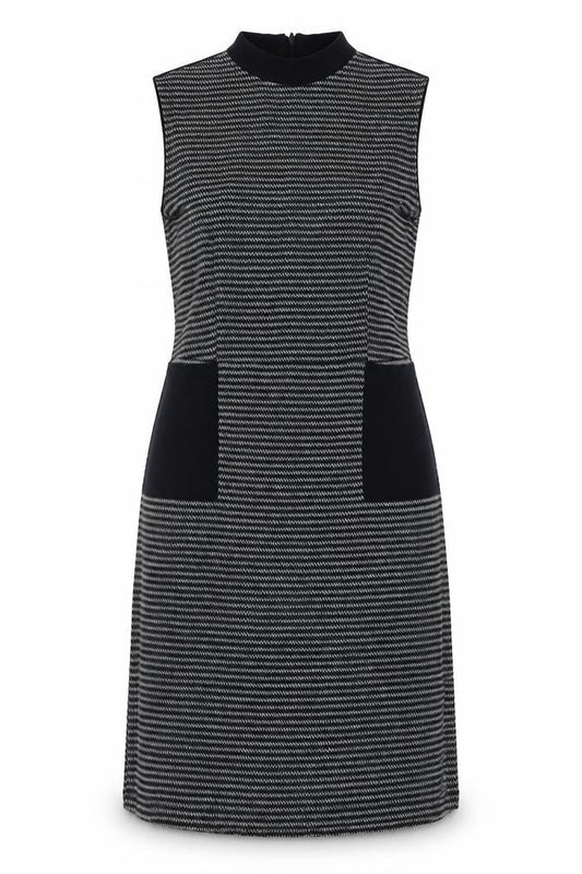 TU Womens Blue Geometric Polyester A-Line  Size 12  Crew Neck Zip