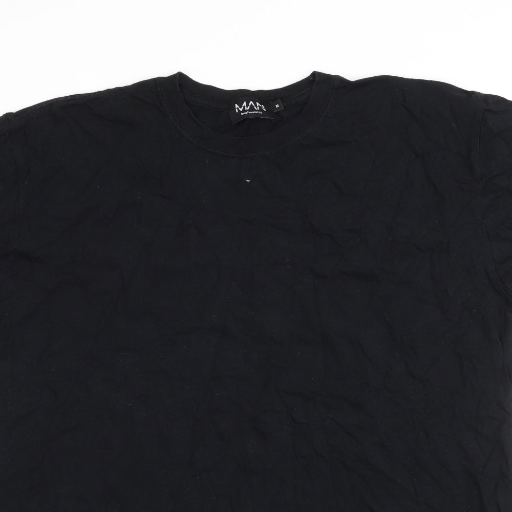 Boohoo Mens Black  Polyester  T-Shirt Size M Round Neck  - world tour