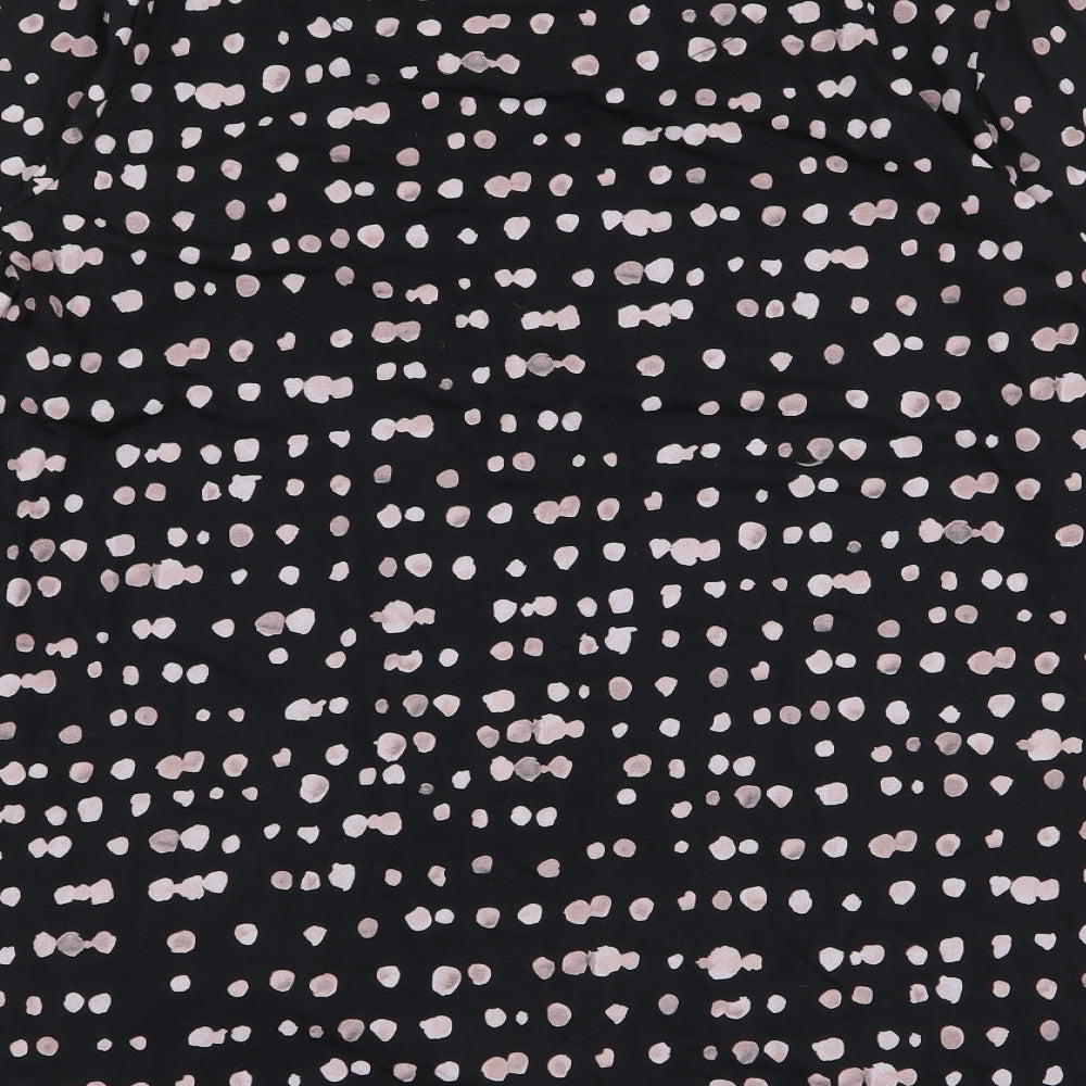 Marks and Spencer Womens Black Polka Dot Viscose Jersey T-Shirt Size 14 Round Neck