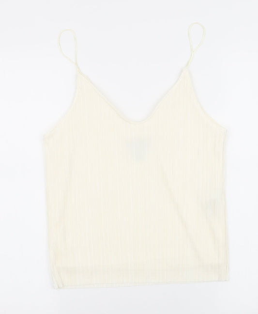 New Look Womens Ivory Striped Polyester Camisole Tank Size 10 V-Neck