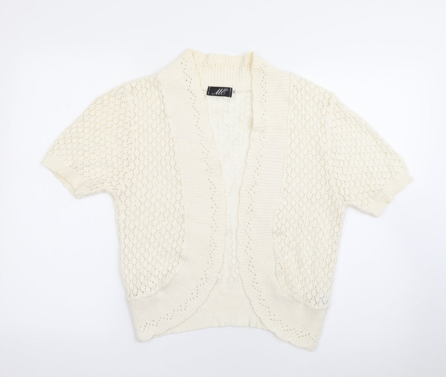 ME Womens Ivory V-Neck  Cotton Cardigan Jumper Size M