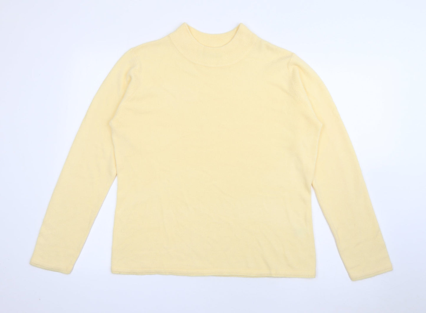 Bonmarché Womens Yellow High Neck  Acrylic Pullover Jumper Size M