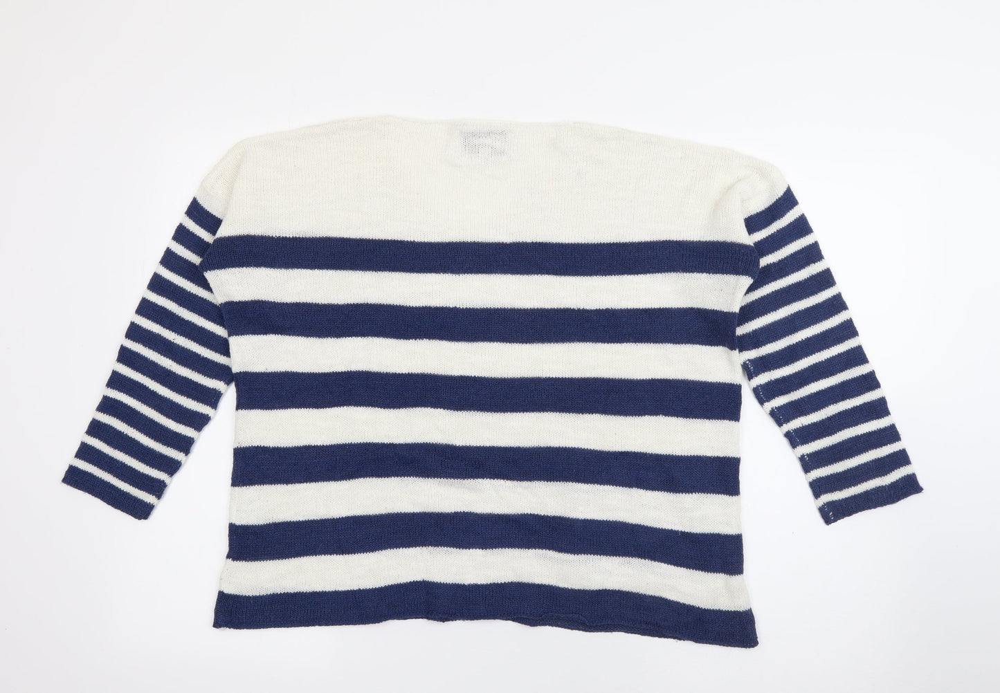 Capri Womens Blue V-Neck Striped Viscose  Jumper Size XS