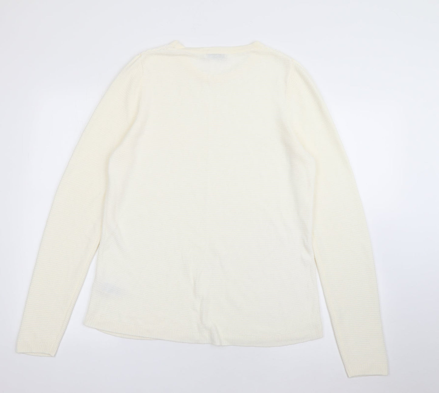 Marks and Spencer Womens Ivory Crew Neck  Acrylic Pullover Jumper Size 14