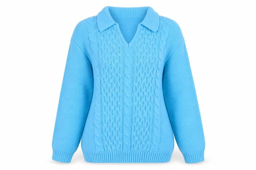 Isle Essentials Womens Beige Collared  Acrylic Pullover Jumper Size S
