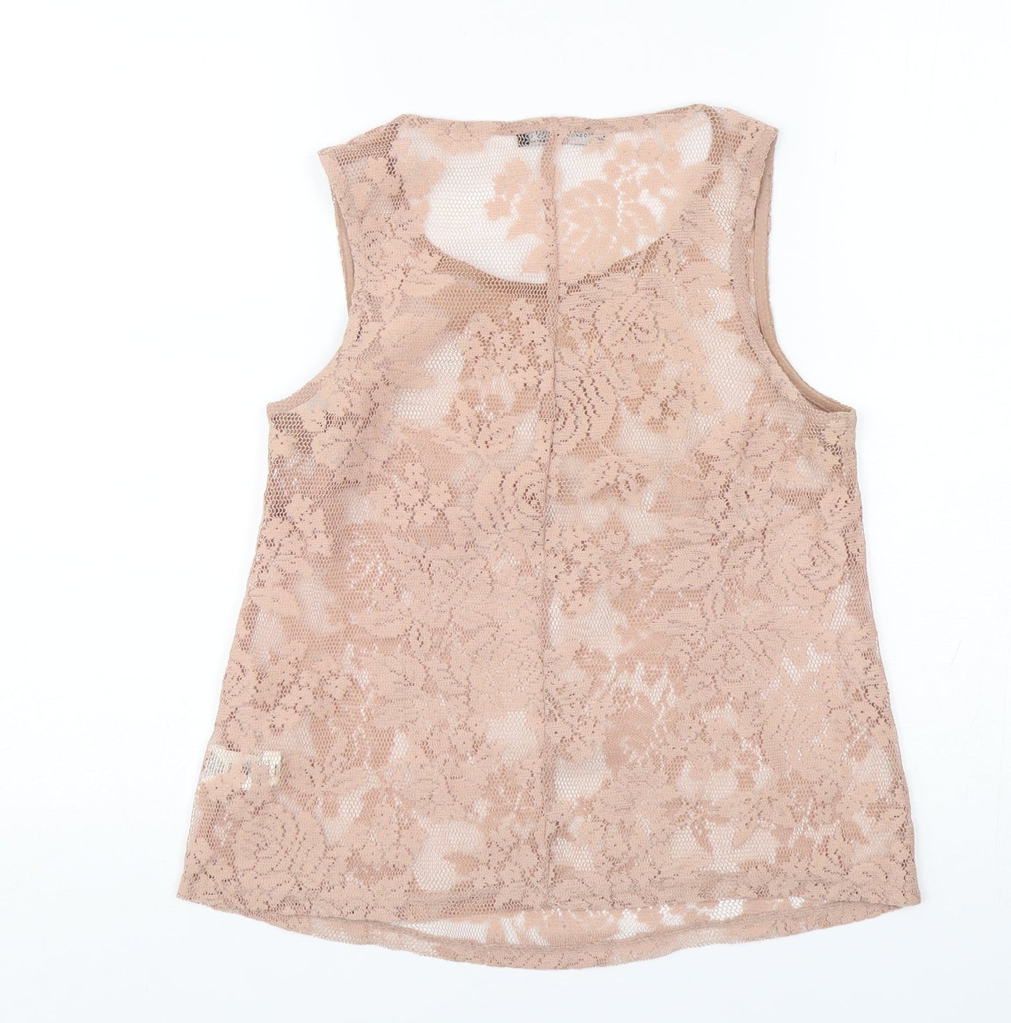Atmosphere Womens Beige Floral Polyester Basic Tank Size 6 Round Neck