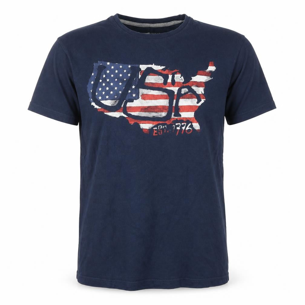 Cedarwood State Mens Blue Cotton T-Shirt Size S Round Neck