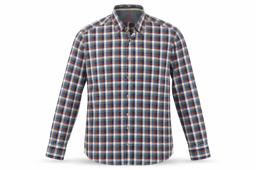 Colours & Sons Mens Multicoloured Check Polyester  Button-Up Size XL Collared Button