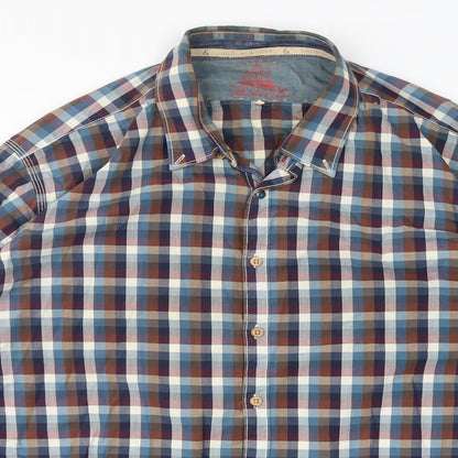 Colours & Sons Mens Multicoloured Check Polyester  Button-Up Size XL Collared Button