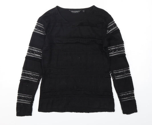Dorothy Perkins Womens Black  Polyester Basic T-Shirt Size 8 Round Neck