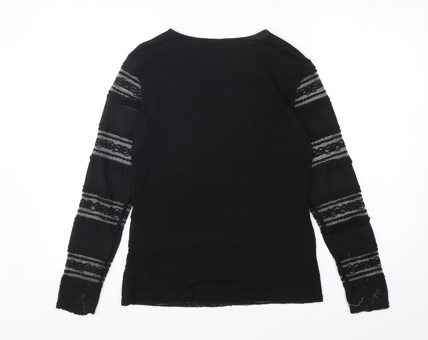Dorothy Perkins Womens Black  Polyester Basic T-Shirt Size 8 Round Neck