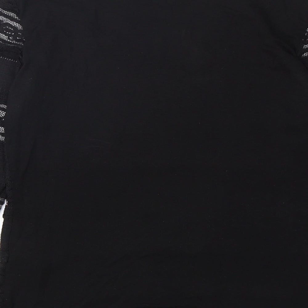 Dorothy Perkins Womens Black  Polyester Basic T-Shirt Size 8 Round Neck