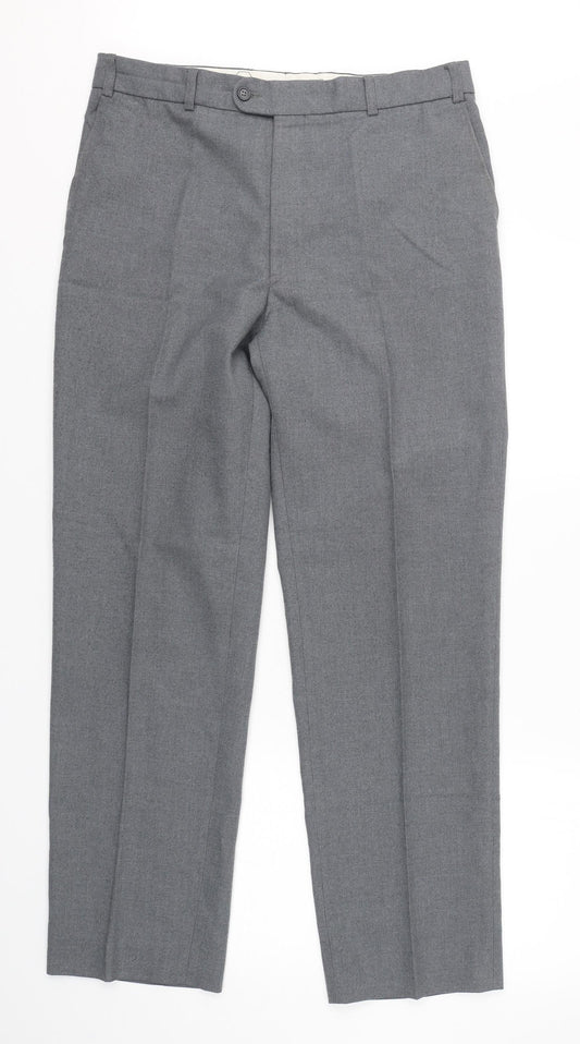 Merit  Womens Grey  Polyester Trousers  Size 36 L32 in Regular