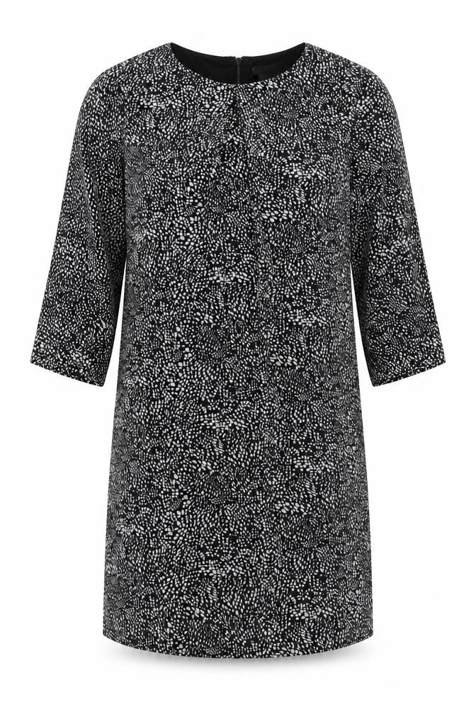 H&M Womens Black Animal Print Polyester Shift  Size 14  Roll Neck Zip