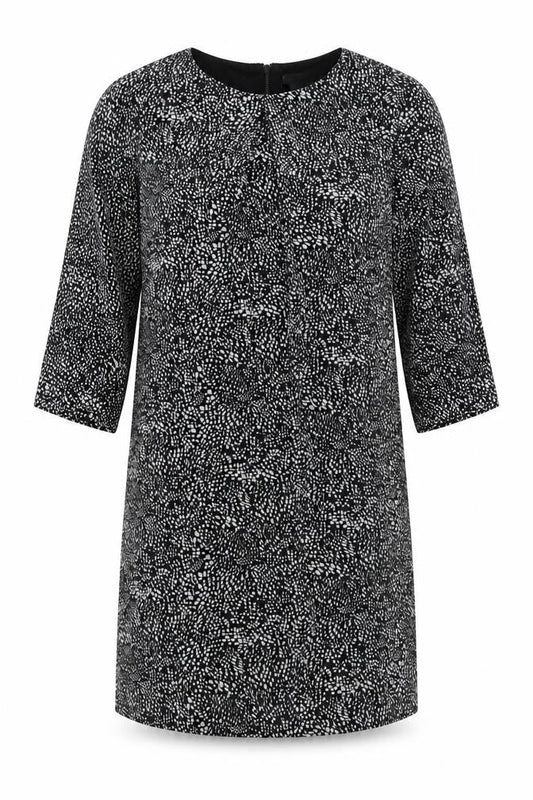 H&M Womens Black Animal Print Polyester Shift  Size 14  Roll Neck Zip