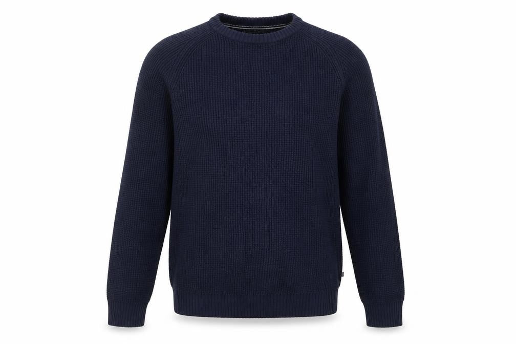 East West Mens Blue Crew Neck  Cotton Pullover Jumper Size L