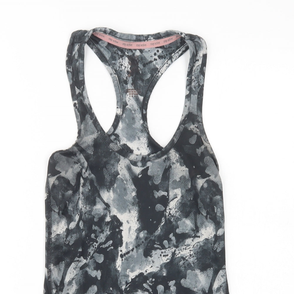 F&F Womens Grey Camouflage Polyester Basic Tank Size 6 Scoop Neck Pullover