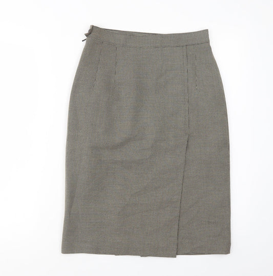 Choise Womens Beige Geometric Viscose A-Line Skirt Size 10   Button