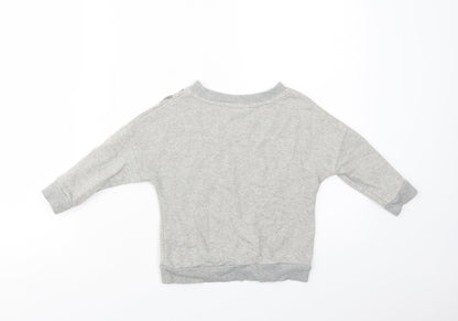 Preloved Nexct Girls Grey  Cotton Pullover Sweatshirt Size 3 Years  Pullover - Embellished Neckline - Back