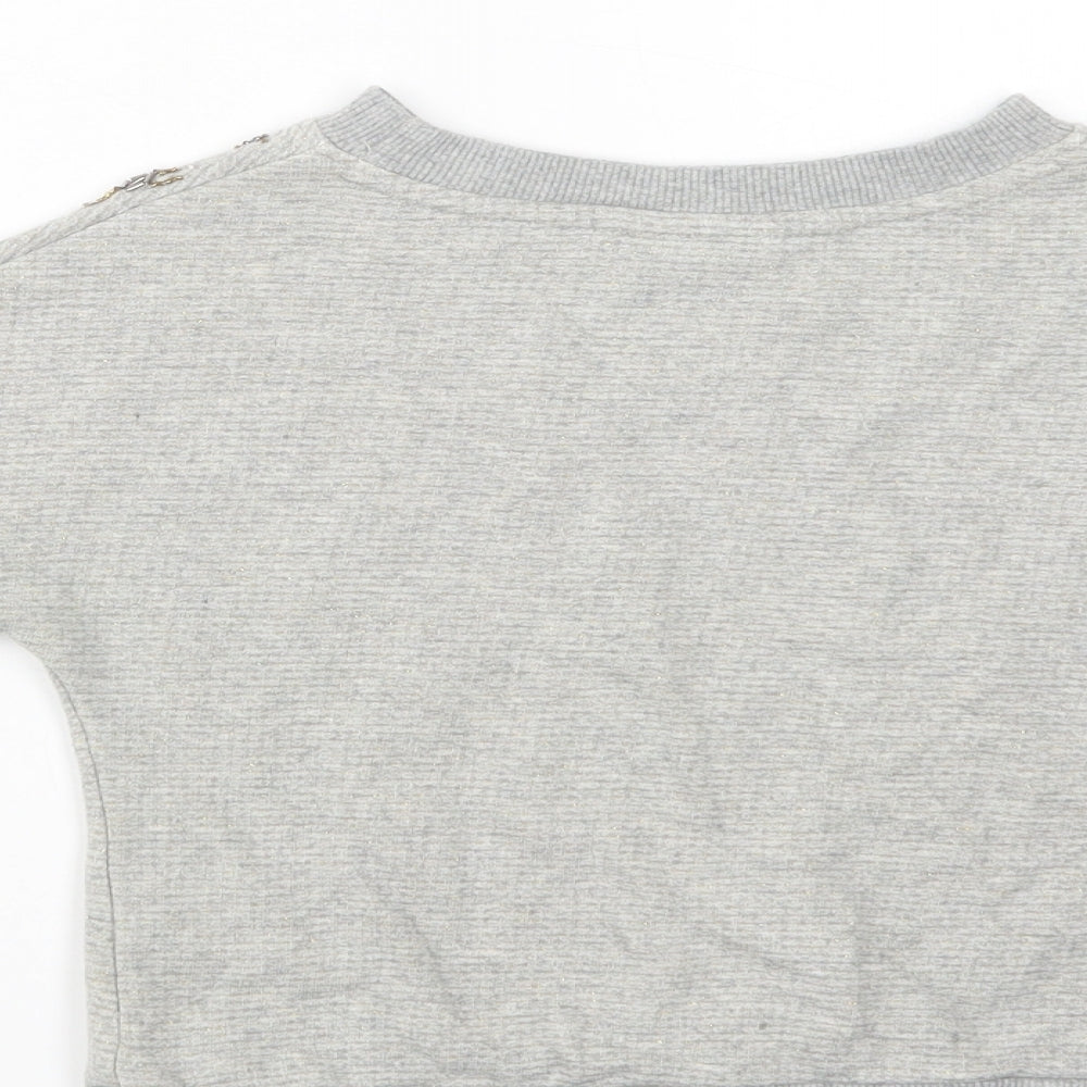 Nexct Girls Grey  Cotton Pullover Sweatshirt Size 3 Years  Pullover - Embellished Neckline