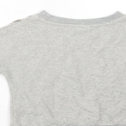 Preloved Nexct Girls Grey  Cotton Pullover Sweatshirt Size 3 Years  Pullover - Embellished Neckline - Label
