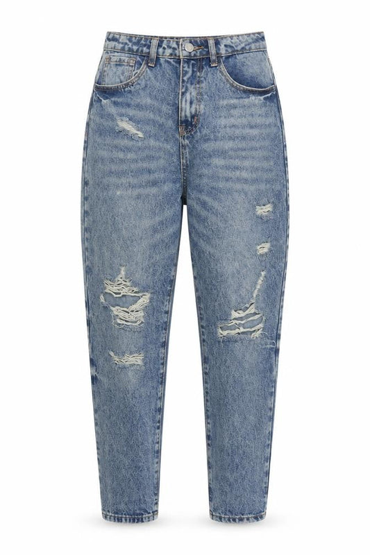 SheIn Womens Blue  Cotton Boyfriend Jeans Size S L29 in Regular Button